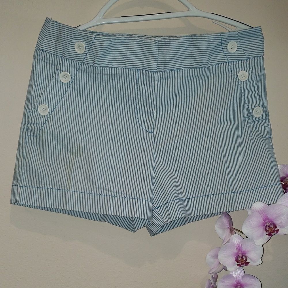 LOFT High Waist Blue and White Shorts Nautical Style